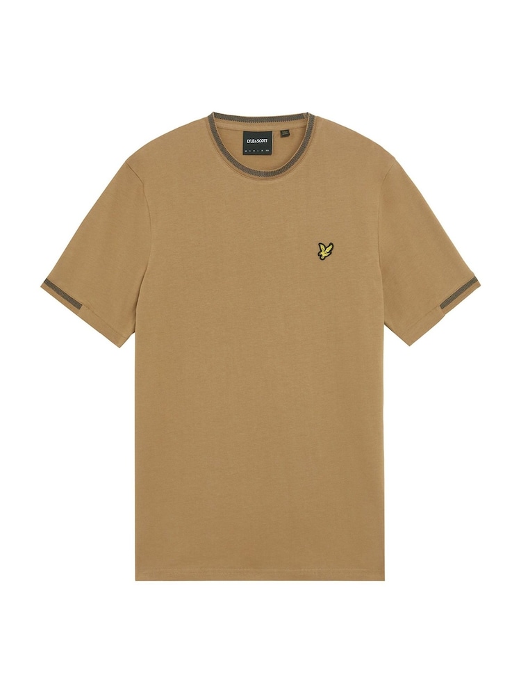 Lyle & Scott Blue Birdseye Half Tipped T-Shirt - Image 3 of 3