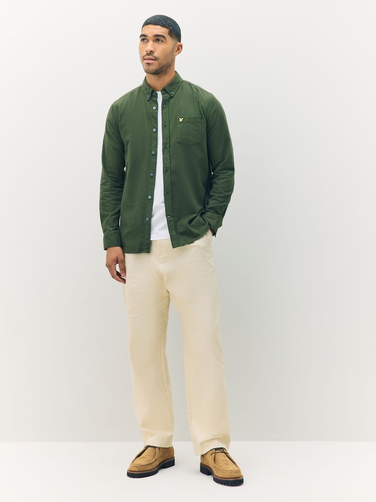 Lyle & Scott Green Plain Flannel Shirt - Image 2 of 6