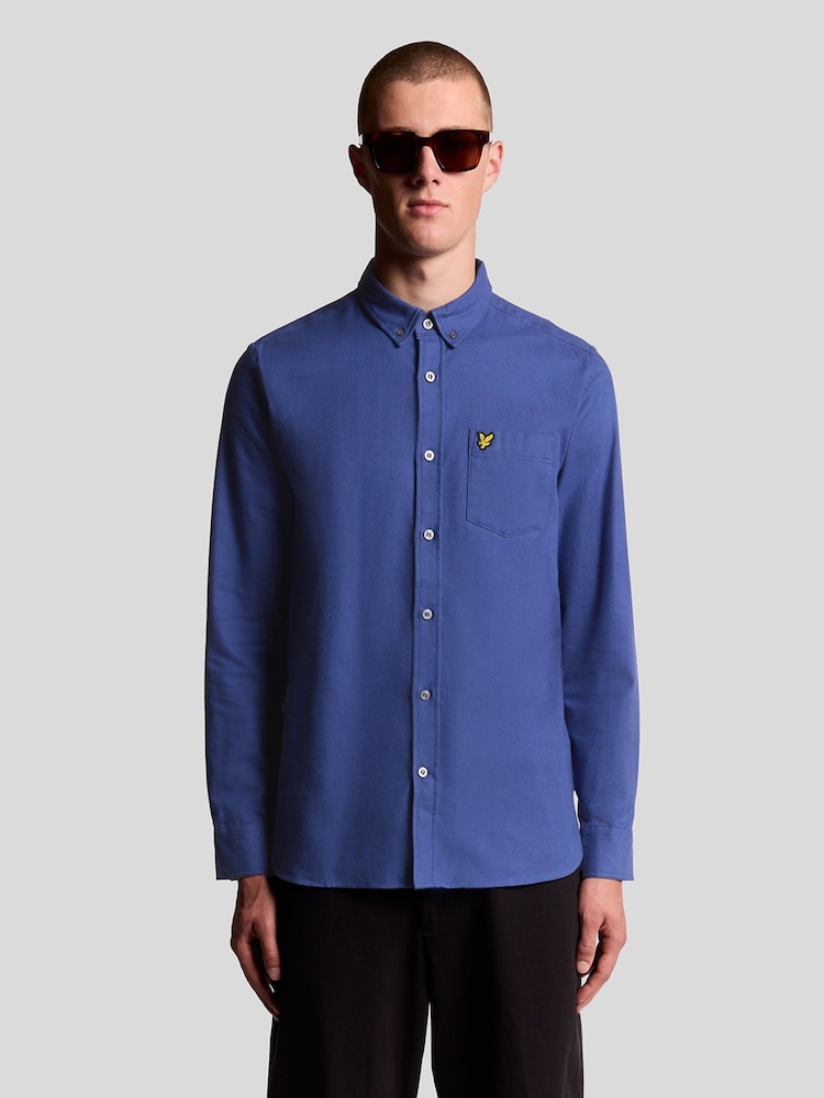 Lyle & Scott Blue Plain Flannel Shirt - Image 1 of 5