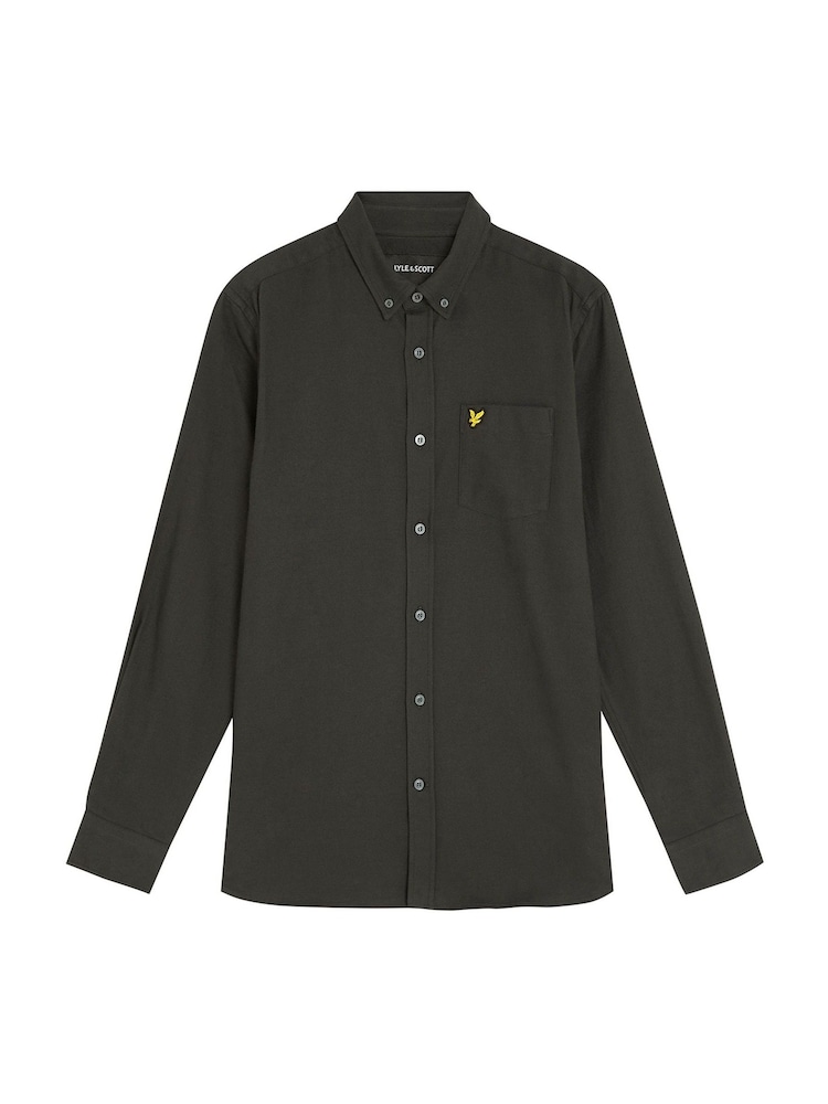 Lyle & Scott Grey Plain Flannel Shirt - Image 5 of 5