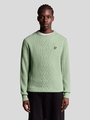 Lyle & Scott Green Ribbed Cable Knit Jumper - Image 1 of 6
