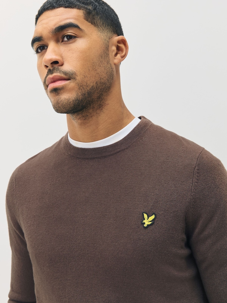 Lyle & Scott Brown Cotton Merino Crew Neck Jumper - Image 4 of 4 Lyle & Scott Brown Cotton Merino Crew Neck Jumper - Image 4 of 4