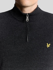 Lyle & Scott Black Lambswool Blend Quarter Zip Jumper - Image 3 of 6