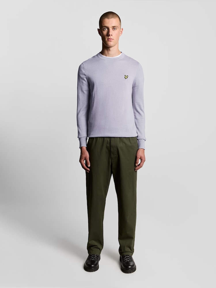 Lyle & Scott Purple Cotton Merino Crew Neck Jumper - Image 2 of 6