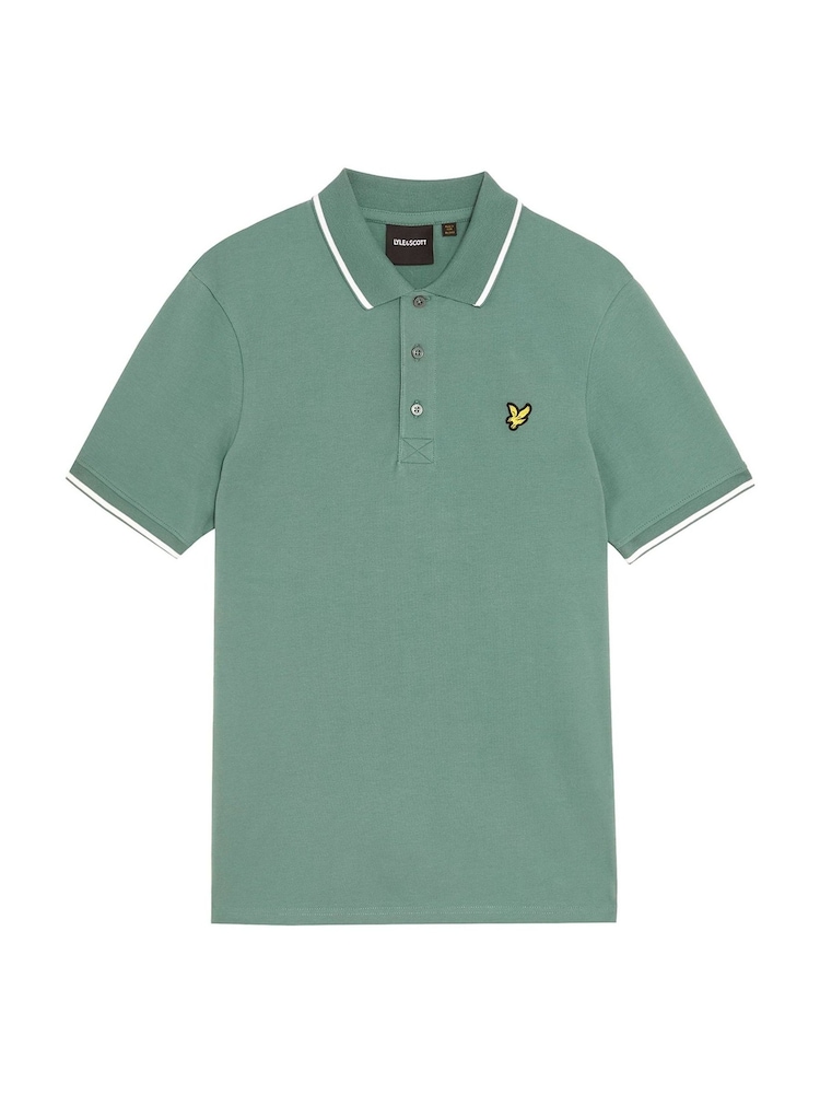 Зеленый - Футболка-поло с контрастной отделкой Lyle & Scott - Image 1 of 1