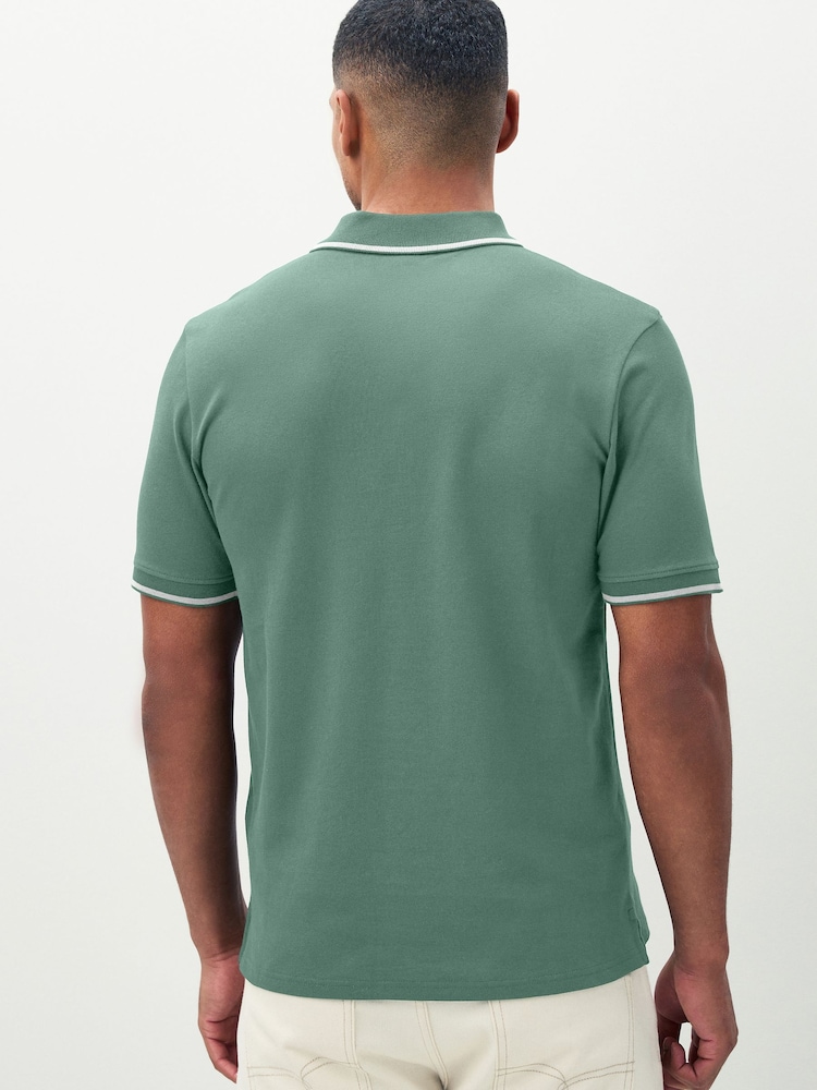 Lyle & Scott Green Tipped Polo Shirt - Image 2 of 5 Lyle & Scott Green Tipped Polo Shirt - Image 2 of 5