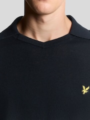 Lyle & Scott Blue Cotton Merino Football Collar Jumper - Image 4 of 6
