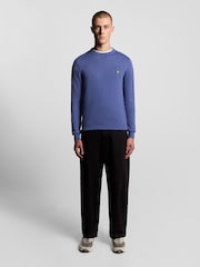 Lyle & Scott Blue Cotton Merino Crew Neck Jumper - Image 3 of 5