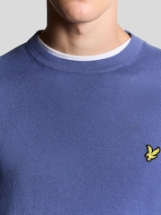 Lyle & Scott Blue Cotton Merino Crew Neck Jumper - Image 4 of 5