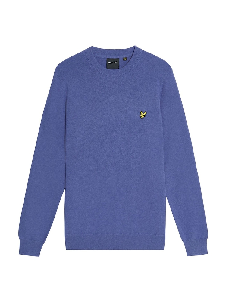 Lyle & Scott Blue Cotton Merino Crew Neck Jumper - Image 5 of 5 Lyle & Scott Blue Cotton Merino Crew Neck Jumper - Image 5 of 5
