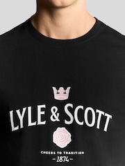 Lyle & Scott Black Cheers To Tradition Graphic Print T-Shirt - Image 4 of 5