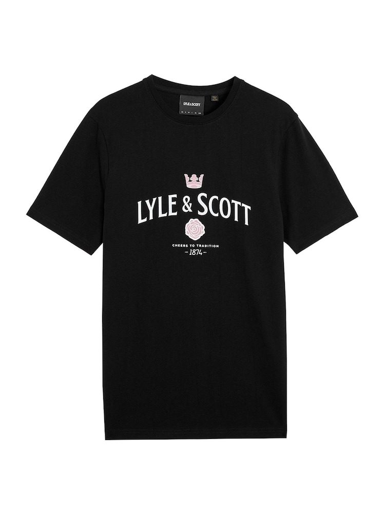 Lyle & Scott Black Cheers To Tradition Graphic Print T-Shirt - Image 5 of 5