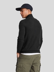 Lyle & Scott Black Lambswool Blend Zip Through Cardigan - Image 3 of 4