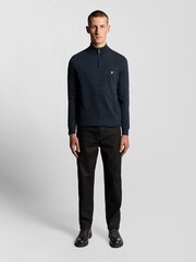 Lyle & Scott Blue Lambswool Blend Quarter Zip Jumper - Image 1 of 6