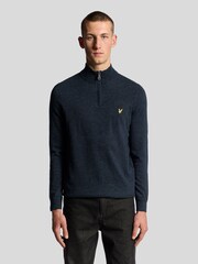 Lyle & Scott Blue Lambswool Blend Quarter Zip Jumper - Image 2 of 6