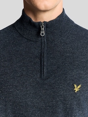 Lyle & Scott Blue Lambswool Blend Quarter Zip Jumper - Image 3 of 6