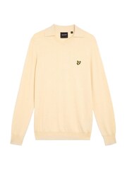 Lyle & Scott Cream Cotton Merino Football Collar Jumper - Image 1 of 1
