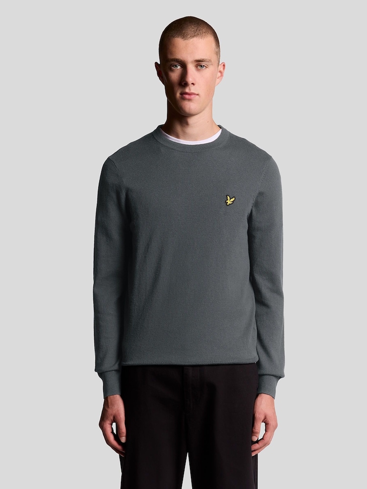 Lyle & Scott Grey Cotton Merino Crew Neck Jumper - Image 1 of 5