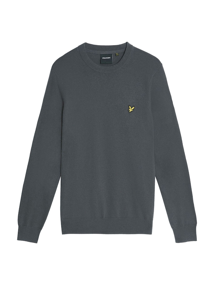 Lyle & Scott Grey Cotton Merino Crew Neck Jumper - Image 5 of 5