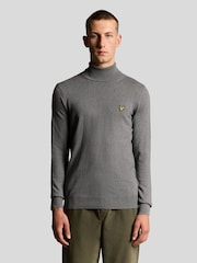 Grå - Lyle & Scott bomullsmerinoulltröja med polotröja - Bild 1 av 5