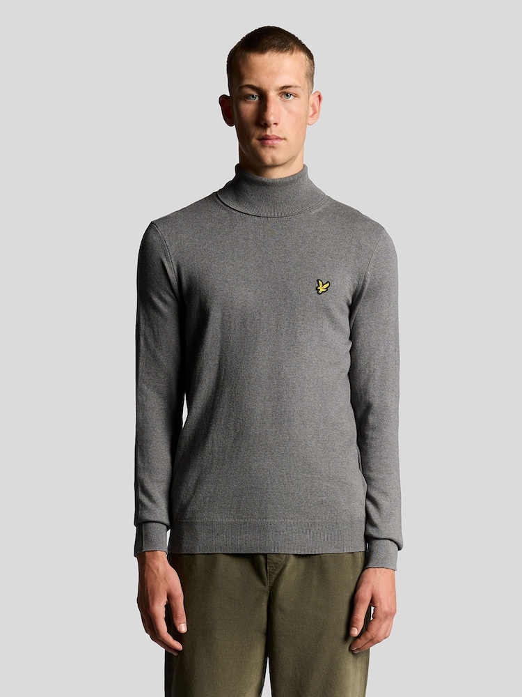 Grå - Lyle & Scott bomullsmerinoulltröja med polotröja - Bild 1 av 5