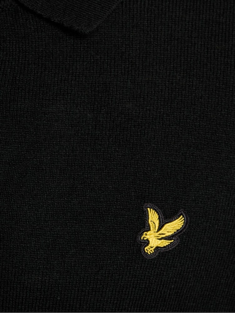 Lyle & Scott Black Cotton Merino Long Sleeve Knitted Polo Shirt - Image 6 of 6 Lyle & Scott Black Cotton Merino Long Sleeve Knitted Polo Shirt - Image 6 of 6