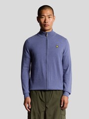 Lyle & Scott Purple Lambswool Blend Zip Through Cardigan - Image 1 of 6