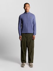 Lyle & Scott Purple Lambswool Blend Zip Through Cardigan - Image 2 of 6