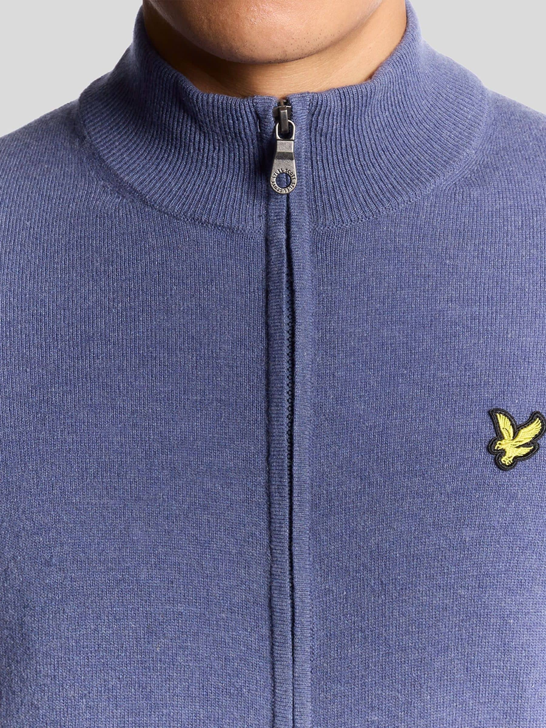 Buy Lyle & Scott Purple Lambswool Blend Zip Through Cardigan from