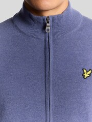 Lyle & Scott Purple Lambswool Blend Zip Through Cardigan - Image 3 of 6