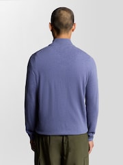 Lyle & Scott Purple Lambswool Blend Zip Through Cardigan - Image 4 of 6