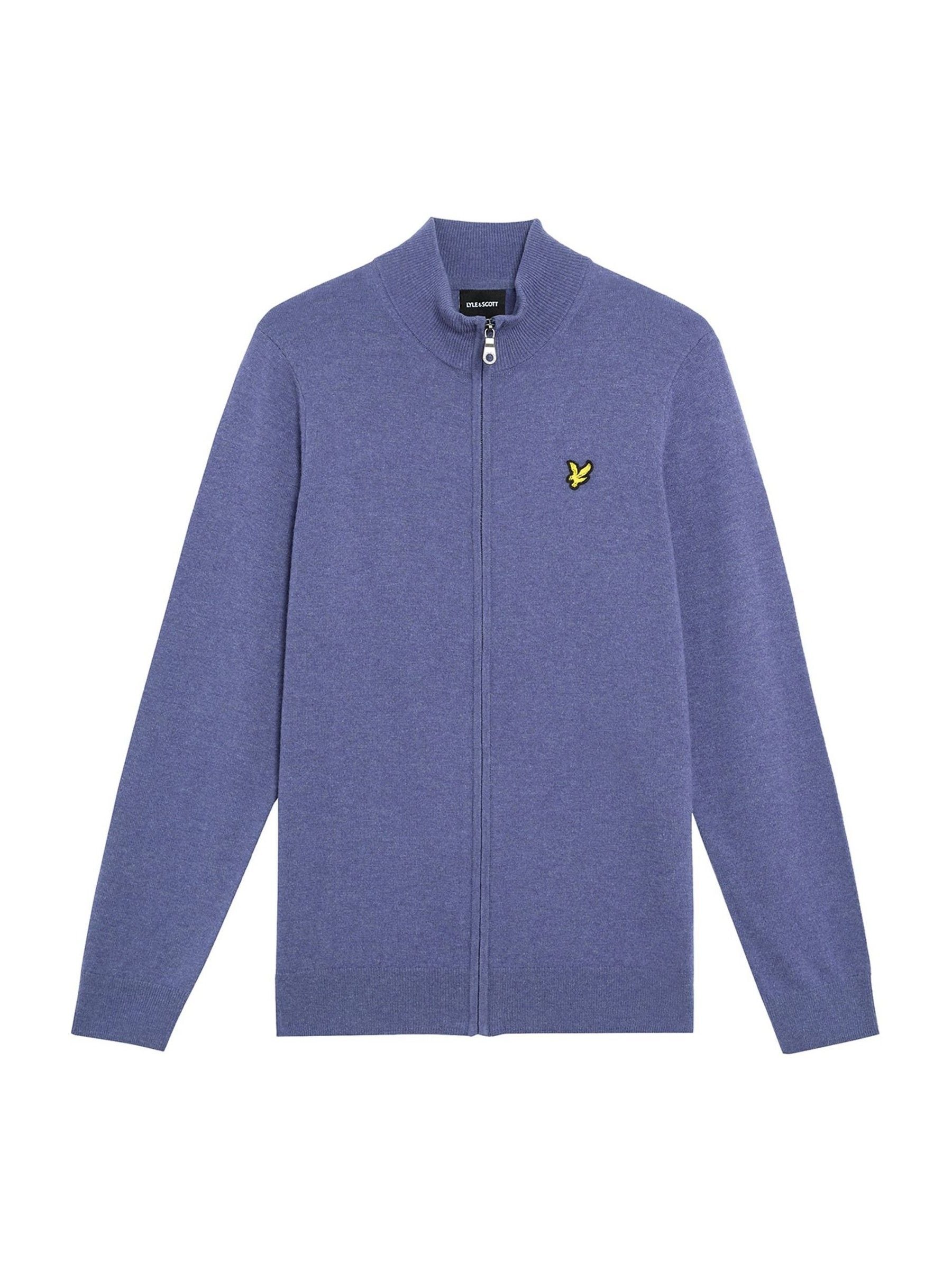 Buy Lyle & Scott Purple Lambswool Blend Zip Through Cardigan from