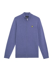 Lyle & Scott Purple Lambswool Blend Zip Through Cardigan - Image 5 of 6