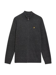 Lyle & Scott Grey Lambswool Blend Zip Through Cardigan - Image 5 of 6