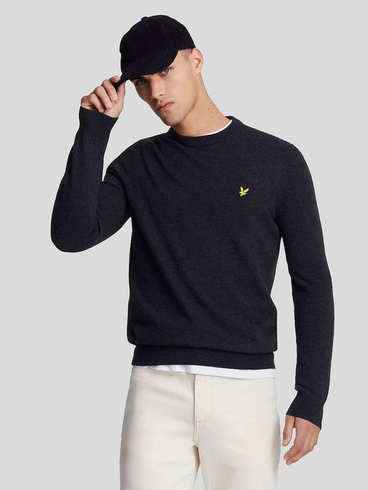 أزرق - كنزة قطن ربع سحاب Merino من Lyle & Scott - صورة 1 من 4