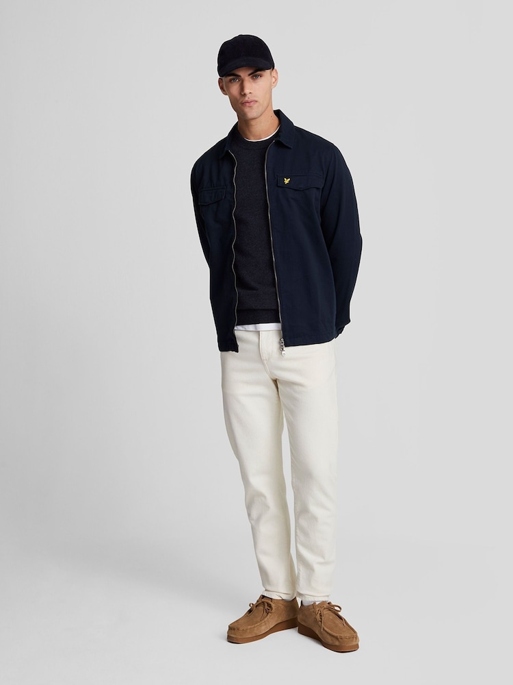 أزرق - كنزة قطن ربع سحاب Merino من Lyle & Scott - صورة 2 من 4