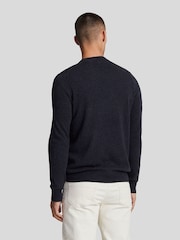 أزرق - كنزة قطن ربع سحاب Merino من Lyle & Scott - صورة 3 من 4