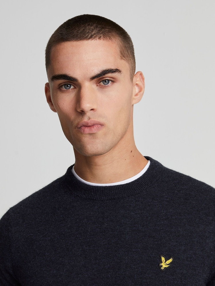 أزرق - كنزة قطن ربع سحاب Merino من Lyle & Scott - صورة 4 من 4