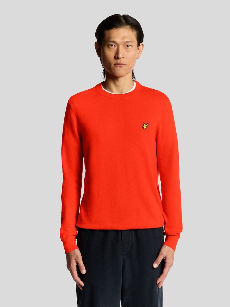 Lyle & Scott Red Cotton Merino Crew Neck Jumper - Image 1 of 5