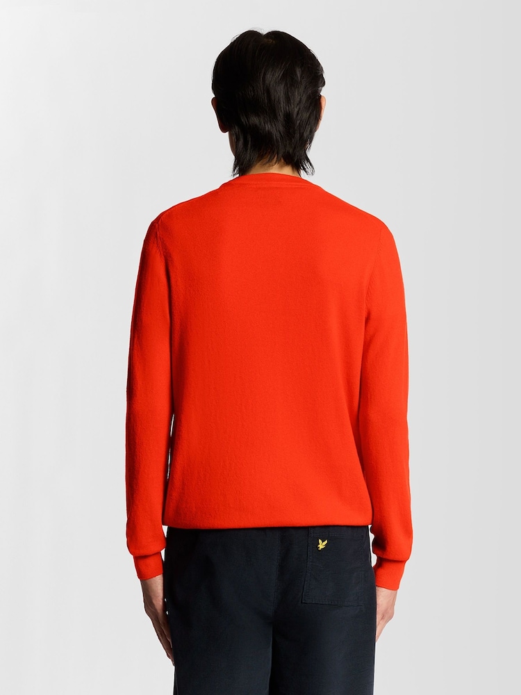 Lyle & Scott Red Cotton Merino Crew Neck Jumper - Image 2 of 5