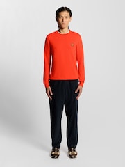 Lyle & Scott Red Cotton Merino Crew Neck Jumper - Image 3 of 5