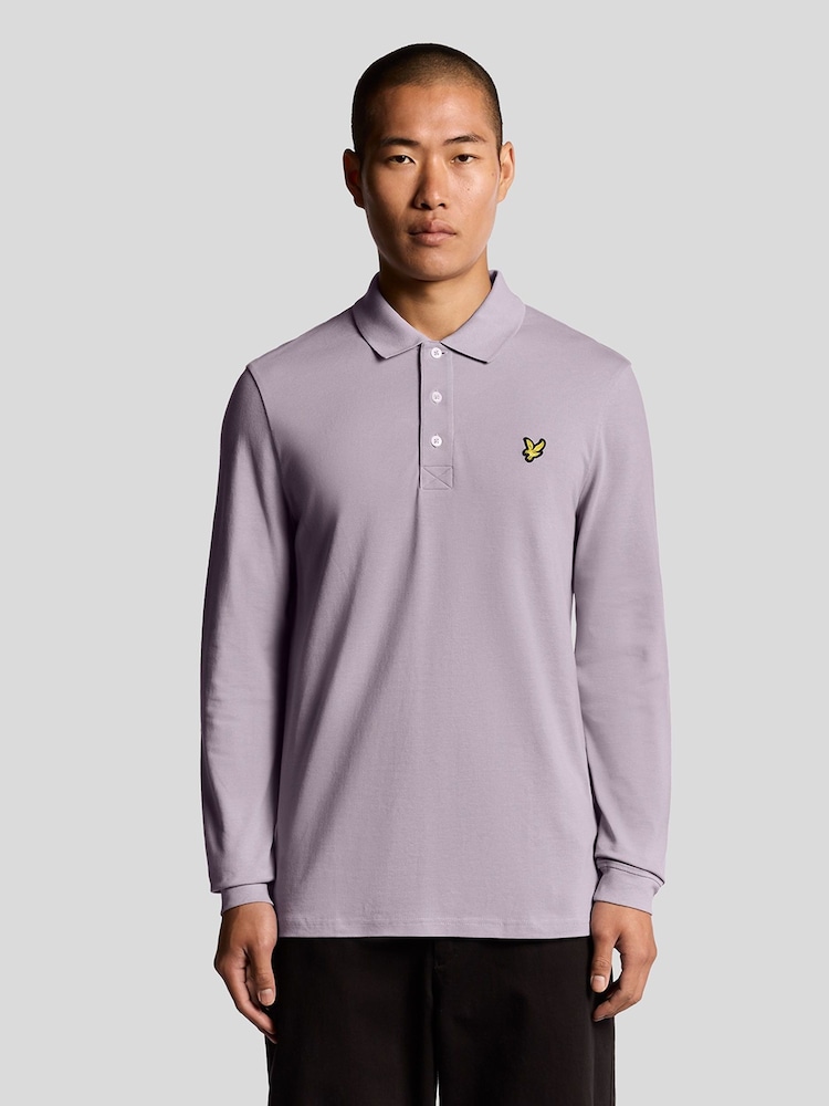 Lyle & Scott Purple Long Sleeve Polo Shirt - Image 1 of 3 Lyle & Scott Purple Long Sleeve Polo Shirt - Image 1 of 3