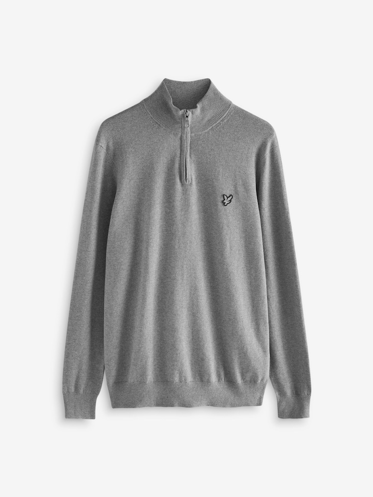 Lyle & Scott Grey Merino Quarter Zip Jumper - Image 1 of 1