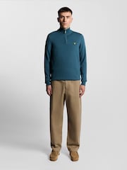 Lyle & Scott Blue Cotton Merino Quarter Zip Jumper - Image 2 of 6
