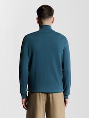 Lyle & Scott Blue Cotton Merino Quarter Zip Jumper - Image 4 of 6