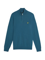 Lyle & Scott Blue Cotton Merino Quarter Zip Jumper - Image 6 of 6