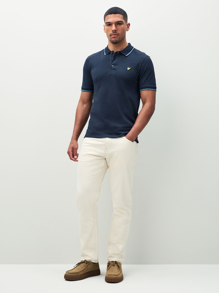 Lyle & Scott Blue Tipped Polo Shirt - Image 1 of 4 Lyle & Scott Blue Tipped Polo Shirt - Image 1 of 4