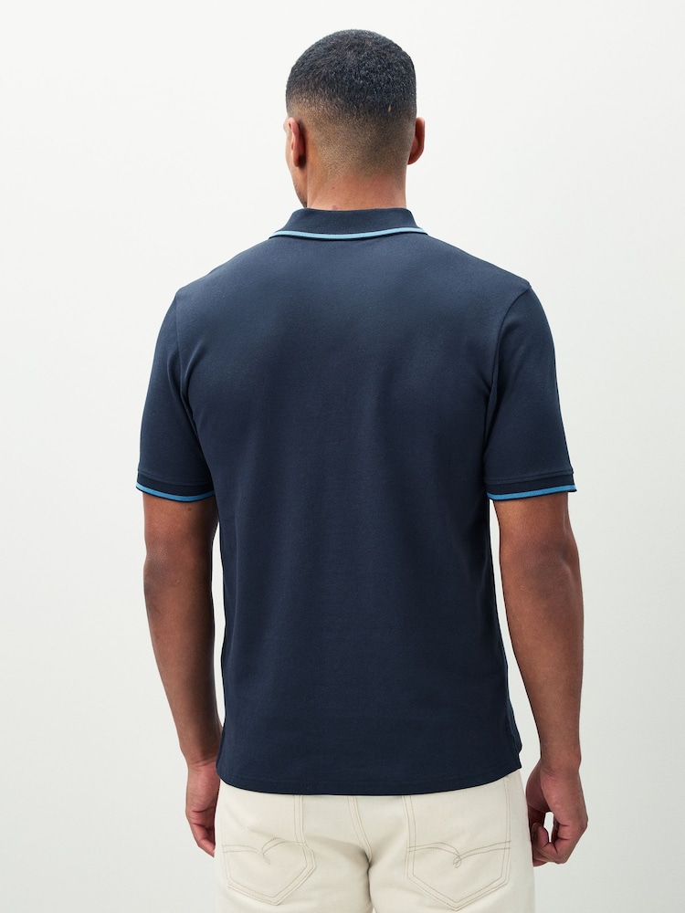 Lyle & Scott Blue Tipped Polo Shirt - Image 2 of 4 Lyle & Scott Blue Tipped Polo Shirt - Image 2 of 4