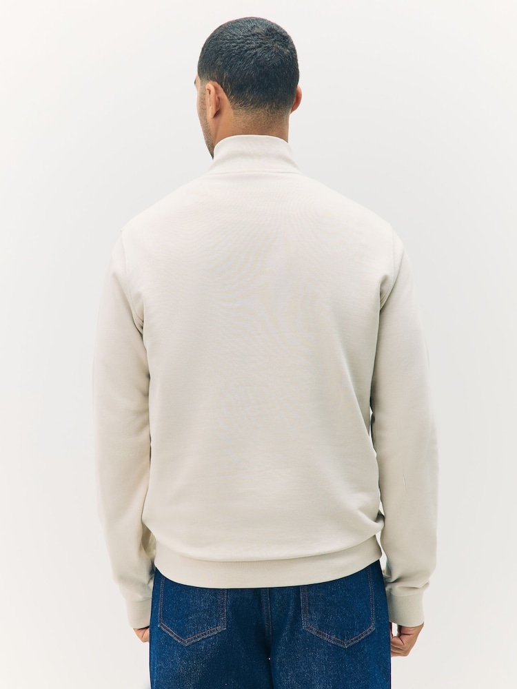 Lyle & Scott Cream Loopback Quarter Zip Sweatshirt - Image 2 of 5 Lyle & Scott Cream Loopback Quarter Zip Sweatshirt - Image 2 of 5