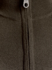 Lyle & Scott Brown Cotton Merino Quarter Zip Jumper - Image 4 of 4